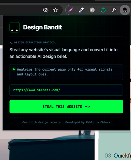 Design Bandit Chrome extension preview