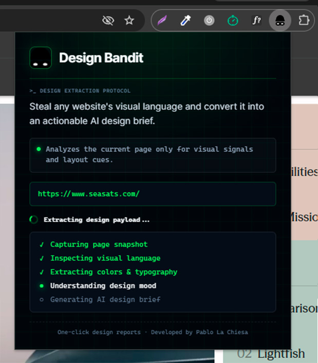 Design Bandit Chrome extension popup