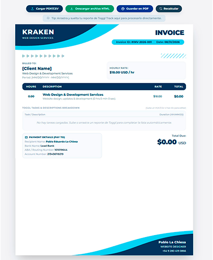 InvoKraken invoice editor preview