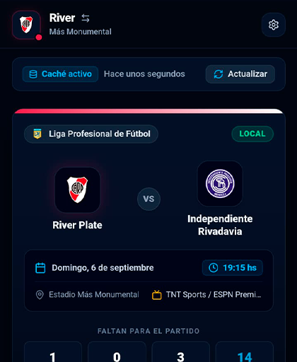 Mi Equipo LPF matchday dashboard preview