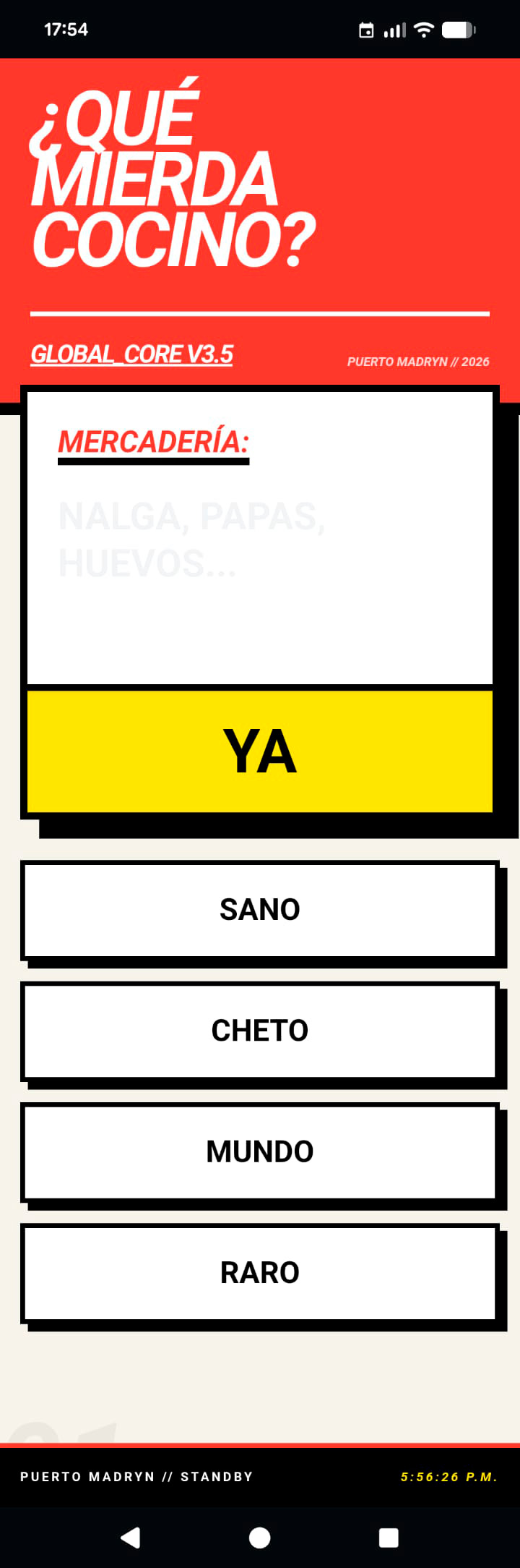 Qué mierda cocino recipe generator interface