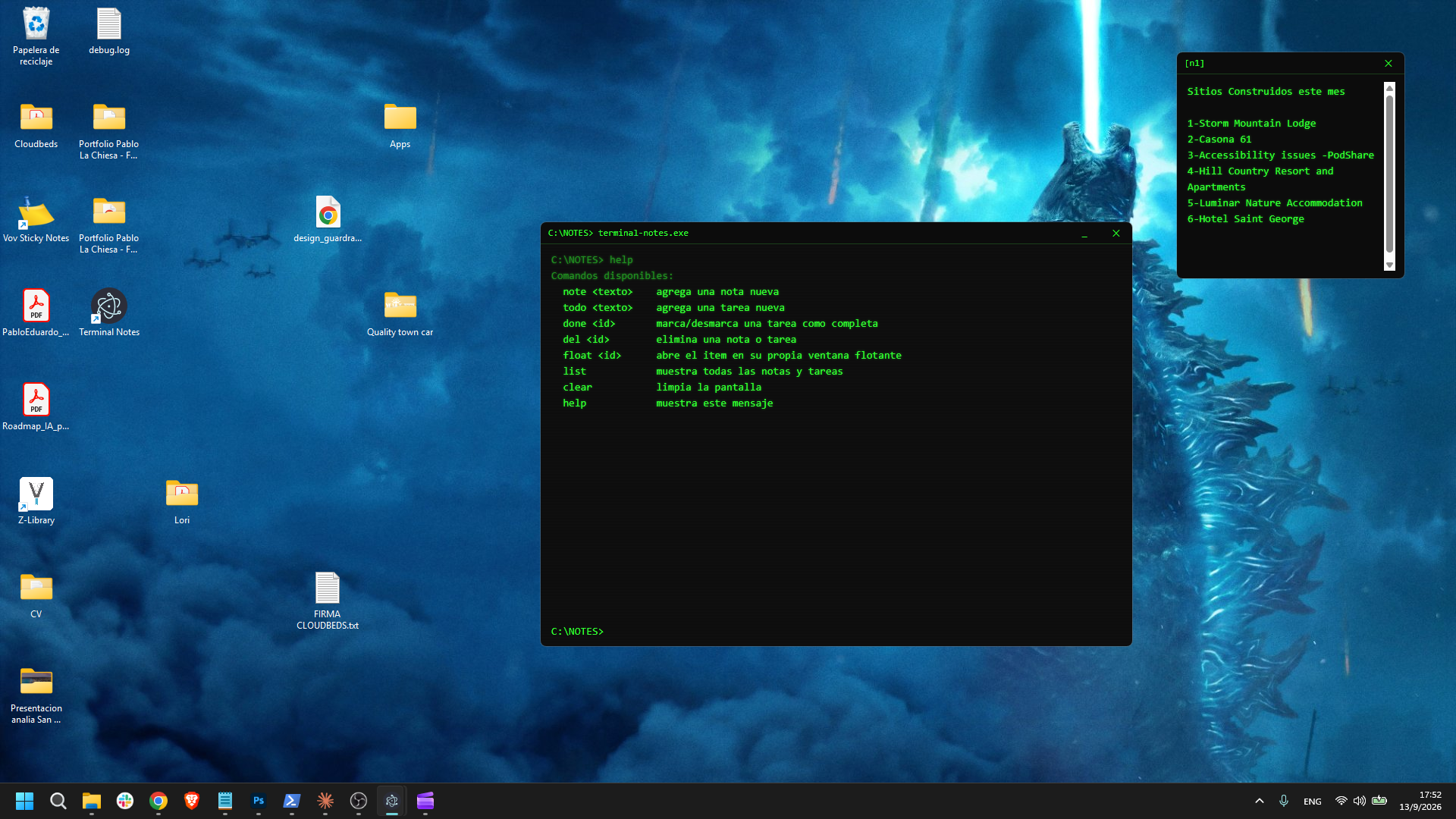 Terminal Notes command interface